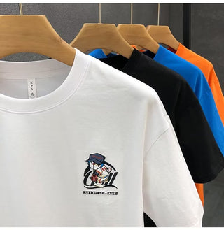 Summer Men's Cotton T-shirt Japan Men's Cool cartoon Short Sleeve Tops High Quality White T Shirt O-neck Tee Shirt Men Clothing alodia store