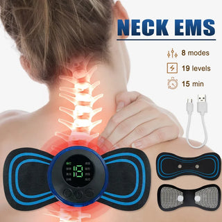 Electric EMS Neck Massager Mini Cervical Back Muscle Pain Relief Patch Stimulator Massageador Mat Portable Gel Pad Stickers Slim - Alodia Store