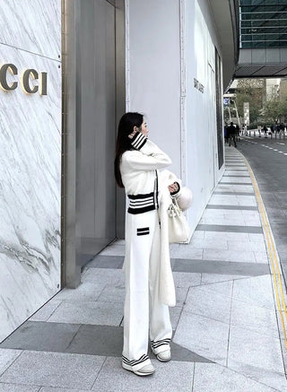 Office Loose Stretch Wide Leg Pants Two Piece Set Alodia Store