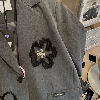 Three-dimensional flower embroidery suit Alodia Store