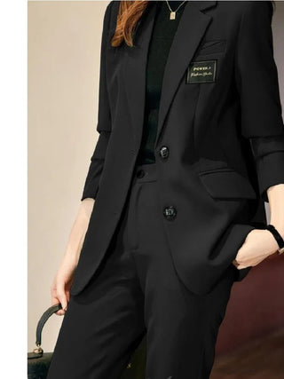 Long Sleeve Blazers Coat Pant Suit Korean Elegant Chic Matching Set Alodia Store