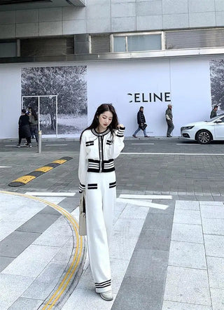Office Loose Stretch Wide Leg Pants Two Piece Set Alodia Store
