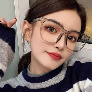 Large Square Frame Anti-Blue Light Glasses Fashion Retro Men Women Computer Gaming Eye Protection Classic Plain Glass Spectacles Alodia Store