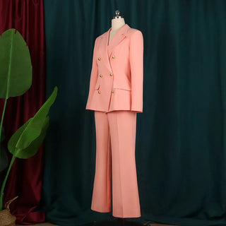 Sets Elagant 6 Buttons Jacket Knee Length Skirts Wide Leg Pants Suits Casual Office Work Alodia Store