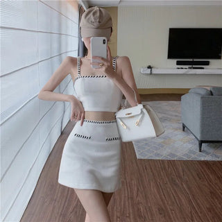 skirt 2 Piece Set Short Tank Top High Waist Skirt Suit Summer Outfits Alodia Store
