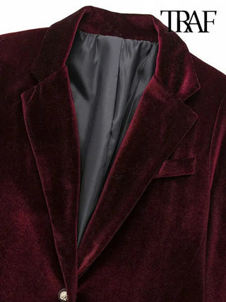 Velvet Blazer Coat Vintage Alodia Store