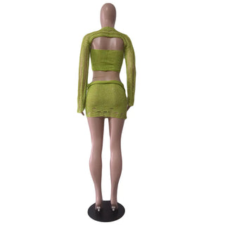 Elegant Knit Sequin Dress 2 Piece Set Outfit Alodia Store