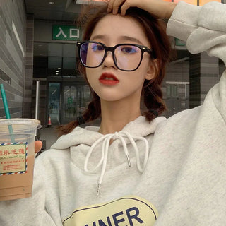 Large Square Frame Anti-Blue Light Glasses Fashion Retro Men Women Computer Gaming Eye Protection Classic Plain Glass Spectacles Alodia Store