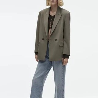 Fashion Suit Lapel Loose Double Breasted Blazer Alodia Store