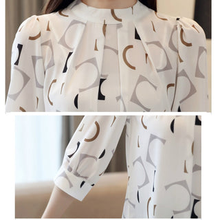 NEW SUMMER Print Chiffon Blouse Women alodia store