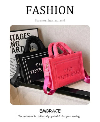 Female Square Tote Crossbody Bag Aesthetic Velour Elegant Alodia Store
