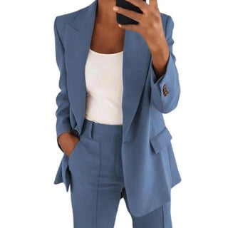 Elegant Jacket Women Suit Jacket Solid Color Turndown Collar Alodia Store