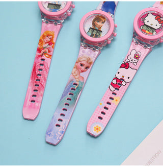 Disney Kid Cartoon Glowing Watch Marvel Spider-Man Boy Unicorn Princess Elsa Flash Electronic Digital Student Toy Clock Relogio Alodia Store