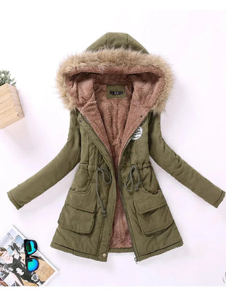 new winter military coats women cotton wadded hooded jacket medium-long casual parka thickness  XXXL Alodia Store