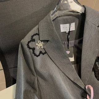 Three-dimensional flower embroidery suit Alodia Store
