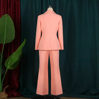 Sets Elagant 6 Buttons Jacket Knee Length Skirts Wide Leg Pants Suits Casual Office Work Alodia Store