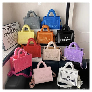 Female Square Tote Crossbody Bag Aesthetic Velour Elegant Alodia Store