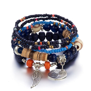 Mexico Bohemian Style Women Accessories Multi-Layer Wooden Beaded Bracelet Tree of Life Tassel Pendant Elastic Bracelet Jewelry Alodia Store