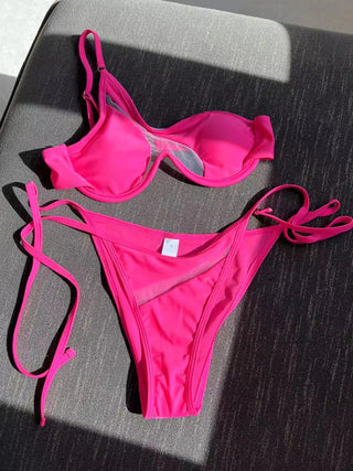 New Sexy Mesh Patchwork Bikini Set Swimsuit For Women Alodia Store