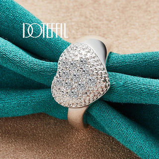 DOTEFFIL 925 Sterling Silver AAA Zircon Heart Bracelet Necklace Ring Set For Woman Wedding Engagement Party Charm Jewelry Alodia Store