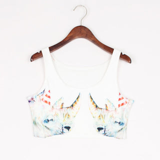 VIP FASHION Summer Sexy 3D Printed Tank Tops Crop Casual Super Short Vest Tops alodia store