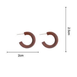 Cute Moon Matte Wooden Earrings Geometric C-Style Statement Vintage Big Circle Wood Ear Ring Fashion Jewelry Gift Alodia Store