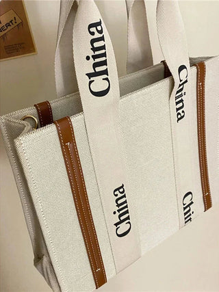 Trend 2024 Designer Canvas Leather Classic Woody Large Tote Bags Y2k Alodia Store