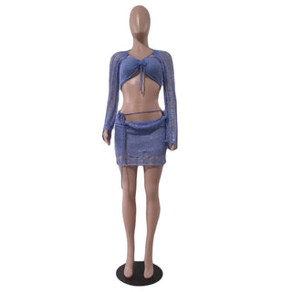 Elegant Knit Sequin Dress 2 Piece Set Outfit Alodia Store