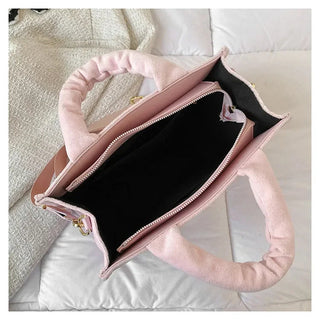 Female Square Tote Crossbody Bag Aesthetic Velour Elegant Alodia Store
