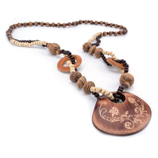 Boho Jewelry Ethnic Style Long Hand Made Bead Wood Elephant Pendant Necklace Sweater Chain For Women Fashion Neck Jewelry Gift Alodia Store