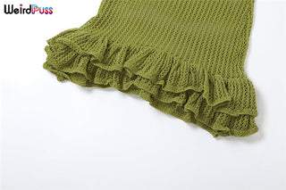 Weird Puss Knit Sleeveless cami bodycon ALODIA STORE