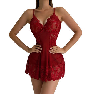 Sexy Lingerie Set Lace Short Nightdress Women Perspective Underwear Suspender Slim Dress Lolita Exotic Costume Sexy Sleepwear Alodia Store
