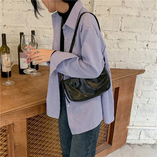 New Women's Simple Loose Tops with Pinstripes Loose Longsleeved Shirts Women Shirts  Button Up Shirt Korean Fashion Shirts Women Alodia Store