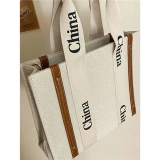 Trend 2024 Designer Canvas Leather Classic Woody Large Tote Bags Y2k Alodia Store