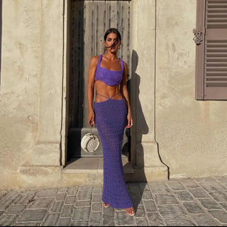 Two Piece Sets Summer Crop Top Maxi Skirt 2pcs Set Women Alodia Store