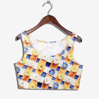 VIP FASHION Summer Sexy 3D Printed Tank Tops Crop Casual Super Short Vest Tops alodia store
