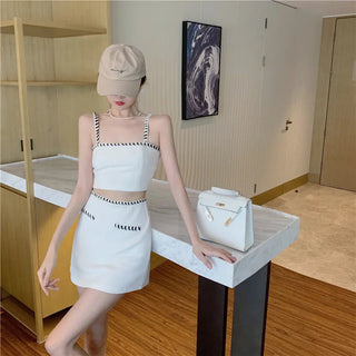 skirt 2 Piece Set Short Tank Top High Waist Skirt Suit Summer Outfits Alodia Store