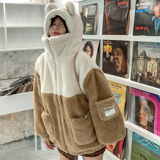 Japanese soft girl cute plus velvet thick hooded sweater ins selling Alodia Store