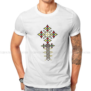 Ethiopian Cross Polyester TShirts Culture Design Distinctive Men's T Shirt Funny Clothing 6XL Alodia Store