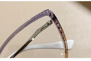 Fashion Blue Light Glasses Blocking Cat Eye Reading Glasses Women Trend Optical Tea Stripe Vision Care Eyeglasses Diopter 무테 안경 Alodia Store