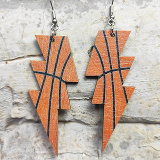 Laser Cutout Baseball Softball Sport Style Lightning Bolt Shape Wooden Dangle Earrings for Women Sproty Wood Charms Jewelry Alodia Store