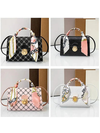 Tote with Scarf Bag Summer PU Leather Printing Shoulder Square Bag for Women Alodia Store