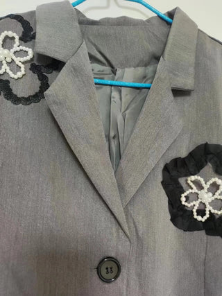 Three-dimensional flower embroidery suit Alodia Store