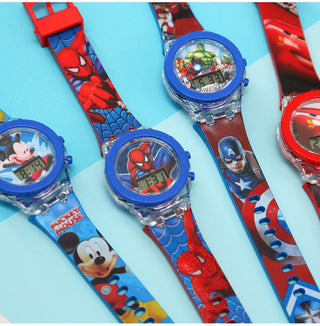 Disney Kid Cartoon Glowing Watch Marvel Spider-Man Boy Unicorn Princess Elsa Flash Electronic Digital Student Toy Clock Relogio Alodia Store