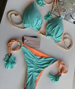 New Women Bikini Backless Rope Triangle Swimsuit Multicolor Swimsuit ALODIA STORE