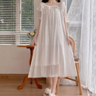 Long-sleeved Sexy Lace Home Clothes Night Gown Sleep Dress Alodia Store