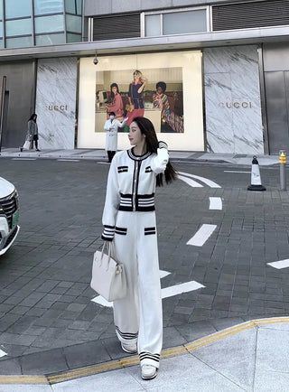 Office Loose Stretch Wide Leg Pants Two Piece Set Alodia Store