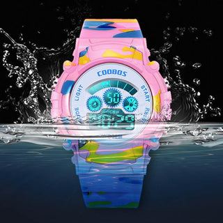 Luminous Camouflage Kids Watches LED Colorful Flash Digital Waterproof Alarm for Boys Girls Anti-seismic Creative Children Clock Alodia Store