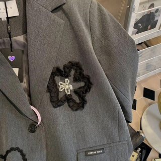 Three-dimensional flower embroidery suit Alodia Store