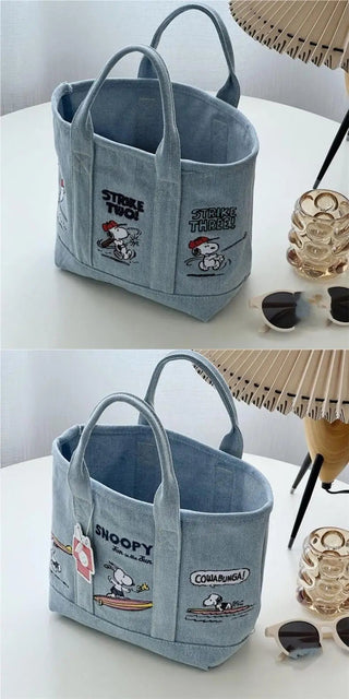 Snoopy Embroidered Denim Women's Tote Bag Cartoon Alodia Store